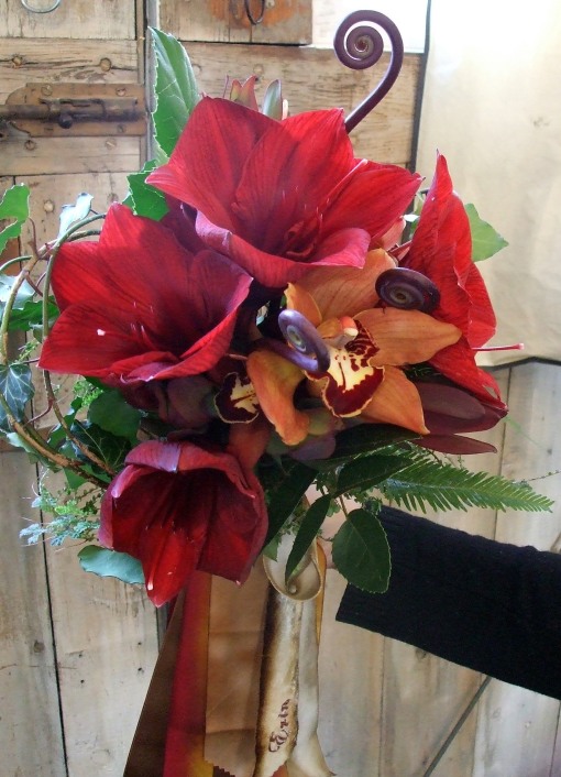 Amaryllis Bouquet with Fiddleheads