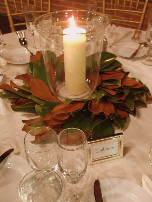 Centerpieces with Magnolia Wreaths