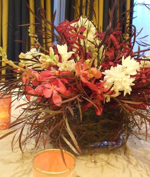 Festive Table Flowers for SpanishInspired Wedding