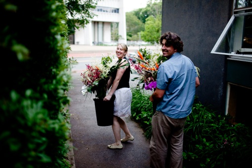 P.H. and I loading out flowers from the church